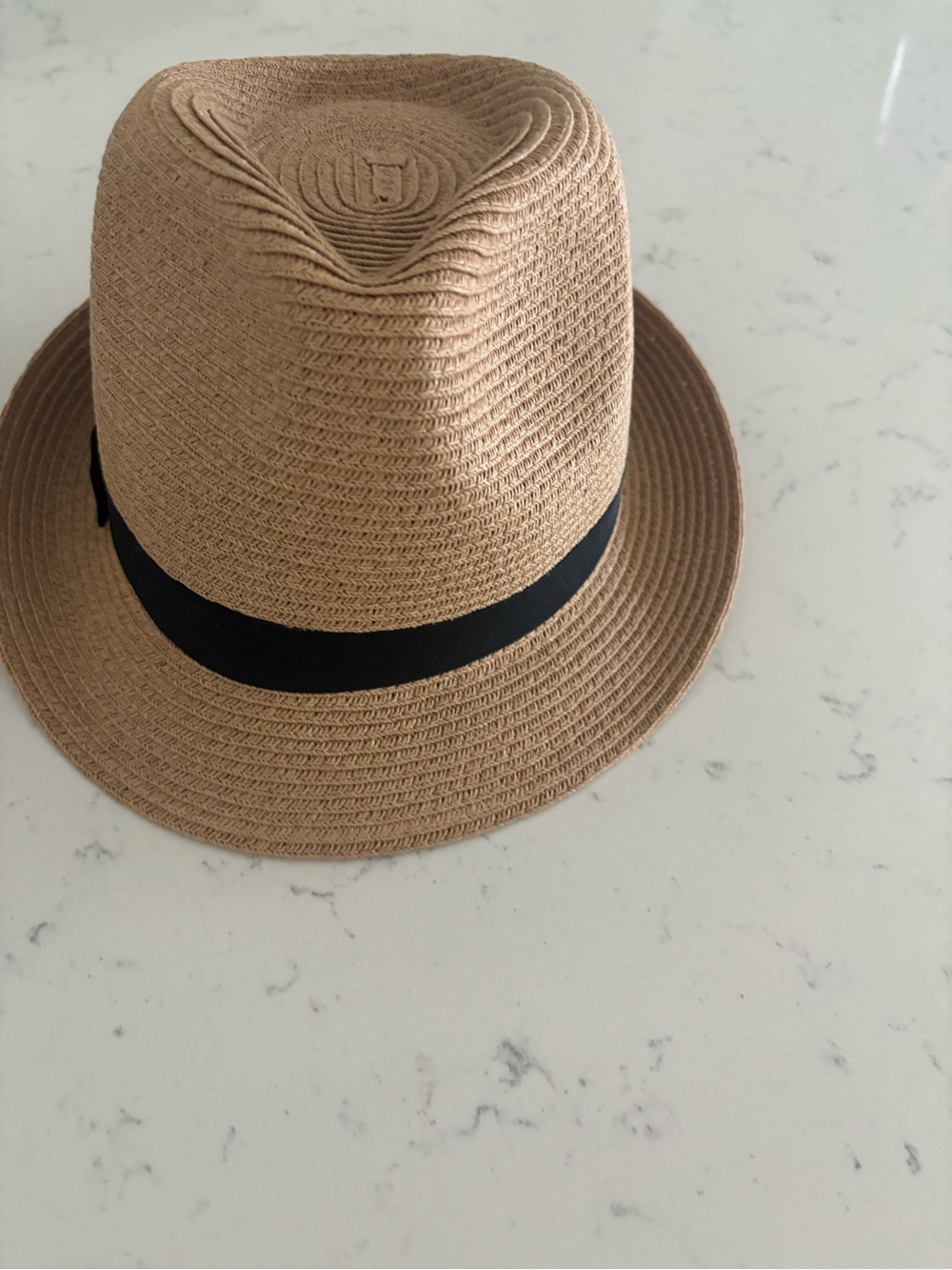 Sonoma Classic Straw Fedora Hat with Black Band - Tan